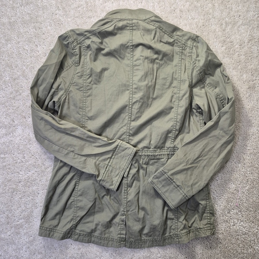 LL Bean Utilty Jacket Womens Medium Green Cotton Zip Pockets Military Workwear - Picture 9 of 9